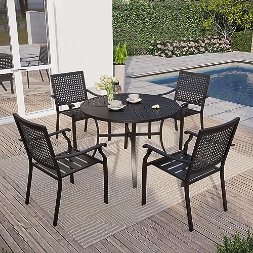 Sophia & William Round Patio Table and Chairs Set, Outdoor Dining Set for 4, 5 Piece Metal Patio Furniture, 42