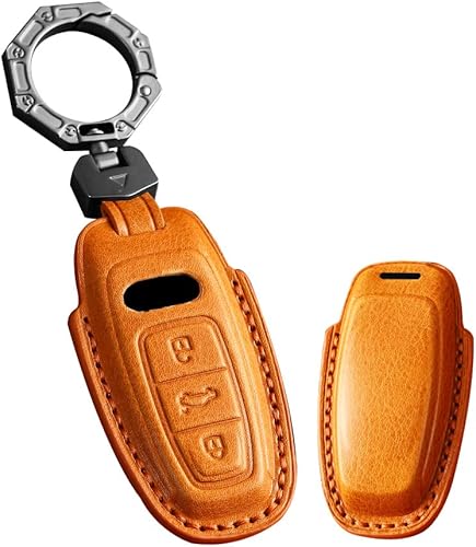 Miniatura 7 de ontto Funda para llave de coche inteligente con llavero de cuero compatible con Audi A8 A6 A7 Q8 Q7 C8 E-Tron 2020 negro (tipo C)