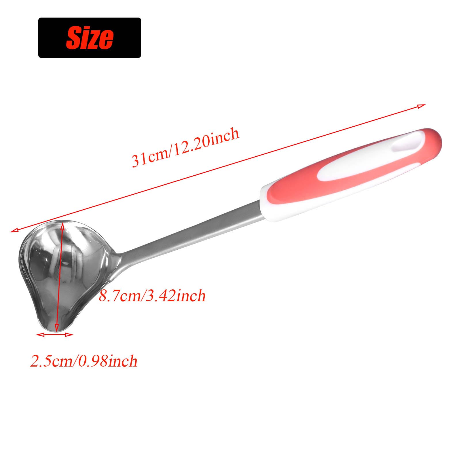 Gravy Ladle, Stainless Steel Punch Ladle Ladle with Pour Spout Side Mouth Ladle Spoon with Plastic Handle Portable Soup Ladle for Kitchen Restaurant Hotel