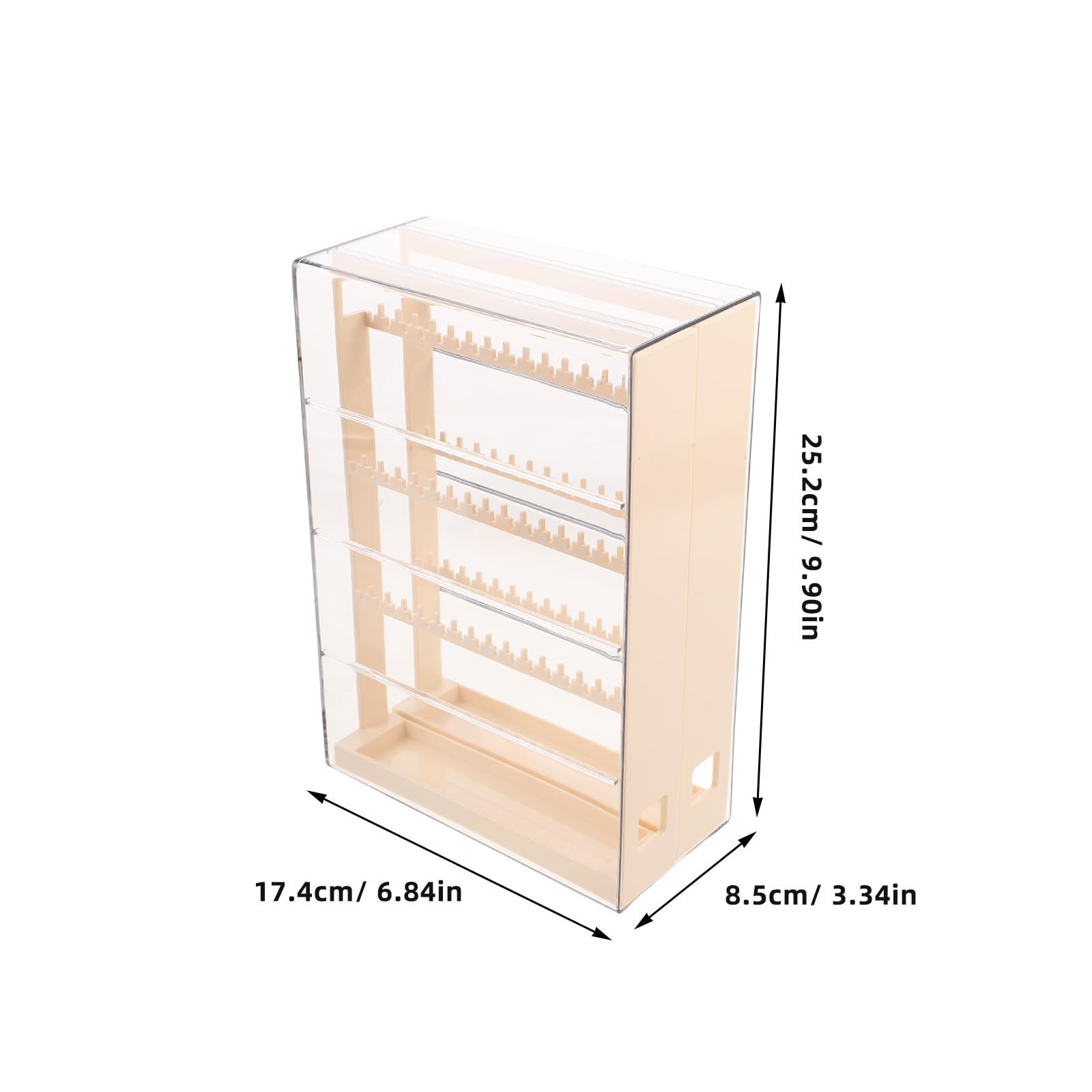 Artibetter Organizador de Joyas Pequeño de 3 Niveles en Color Beige, Soporte para Pendientes y Collares Almacenamiento Antideslustre, Caja para Exhibir Anillos y Pulseras, Adecuado