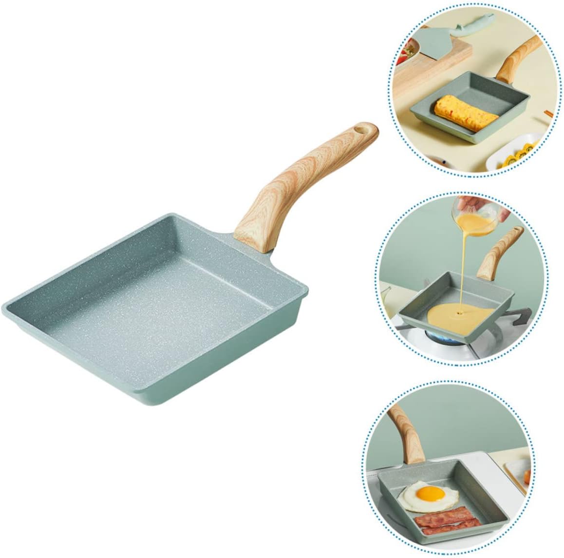 Tamagoyaki Japanese Pan Nonstick Rectangle Frying Pan Ergonomic Handle for Effortless Cooking for Breakfast Sandwiches and More
