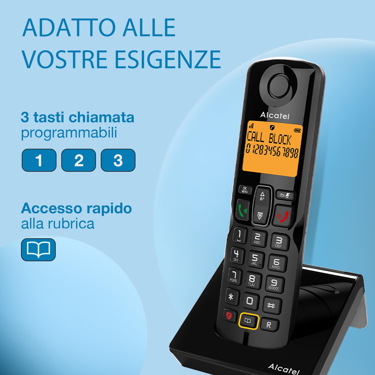 Telefono Cordless Alcatel S280 DECT | Display Grande | Vivavoce | Rubrica 50 Numeri | Blocco Chiamate