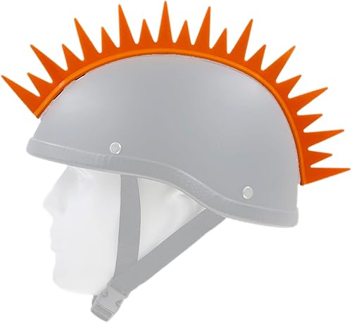Punk Mohawk Warhawk - Accesorio de peluca de goma para esquí, patinaje, bicicleta, motocicleta, scooter, casco de motocicleta (Zigzag - naranja neón)