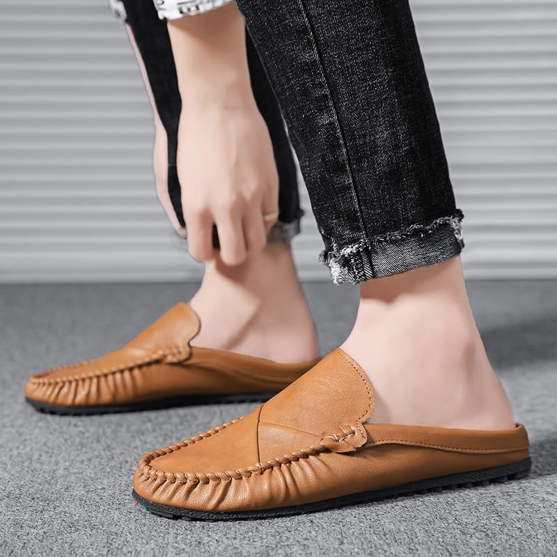 Mens Loafers Shoe Round Toe PU Leather Half Loafers Shoes Slip Resistant Comfortable Flexible Outdoor Slip-on4
