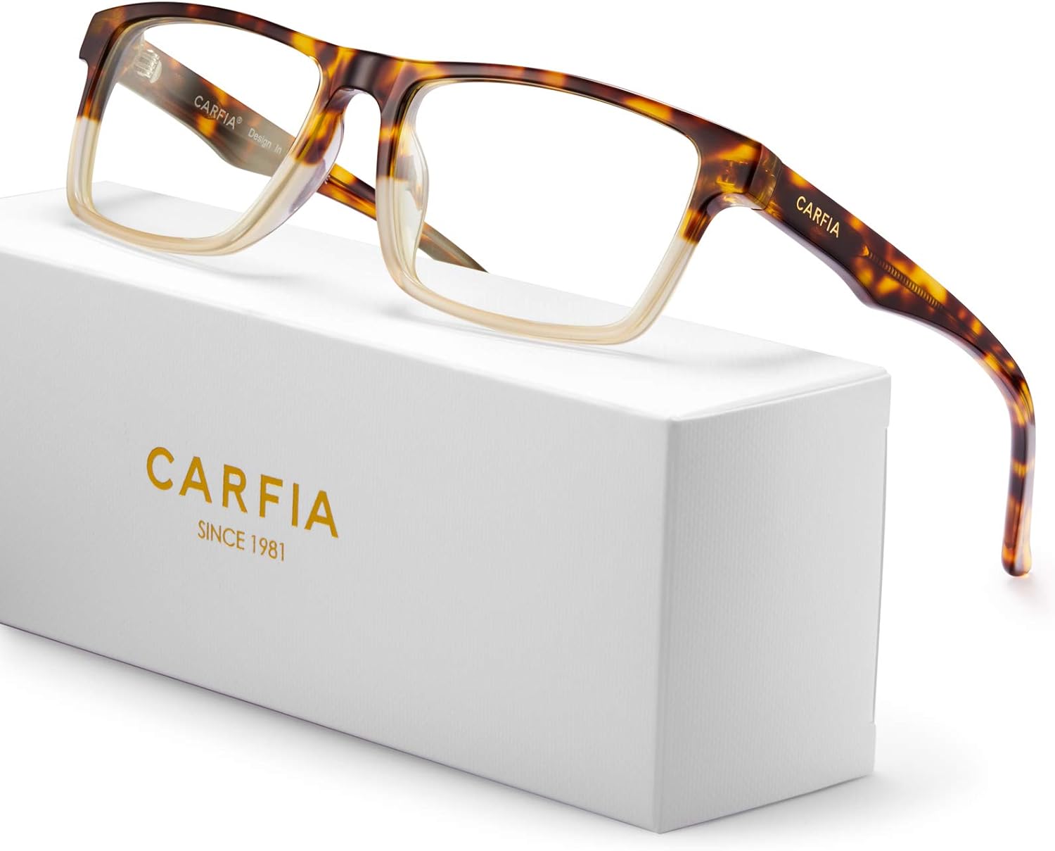 CARFIA Rectangle Blue Light Blocking Glasses for Men, UV Protection Computer Gaming Glasses Eye Health