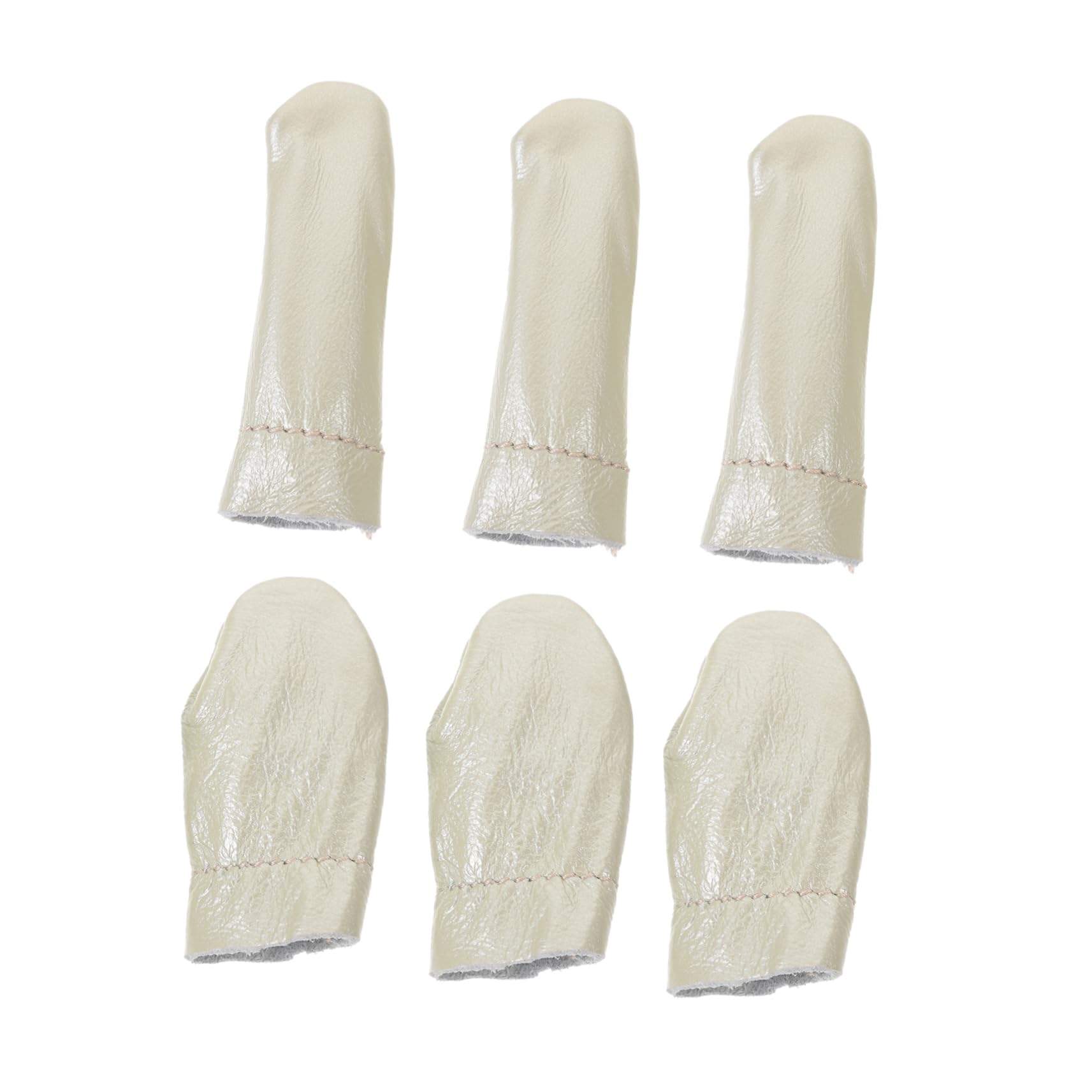 Dedales de Cuero Dedos Protectores Piezas Costura de 6 Beige