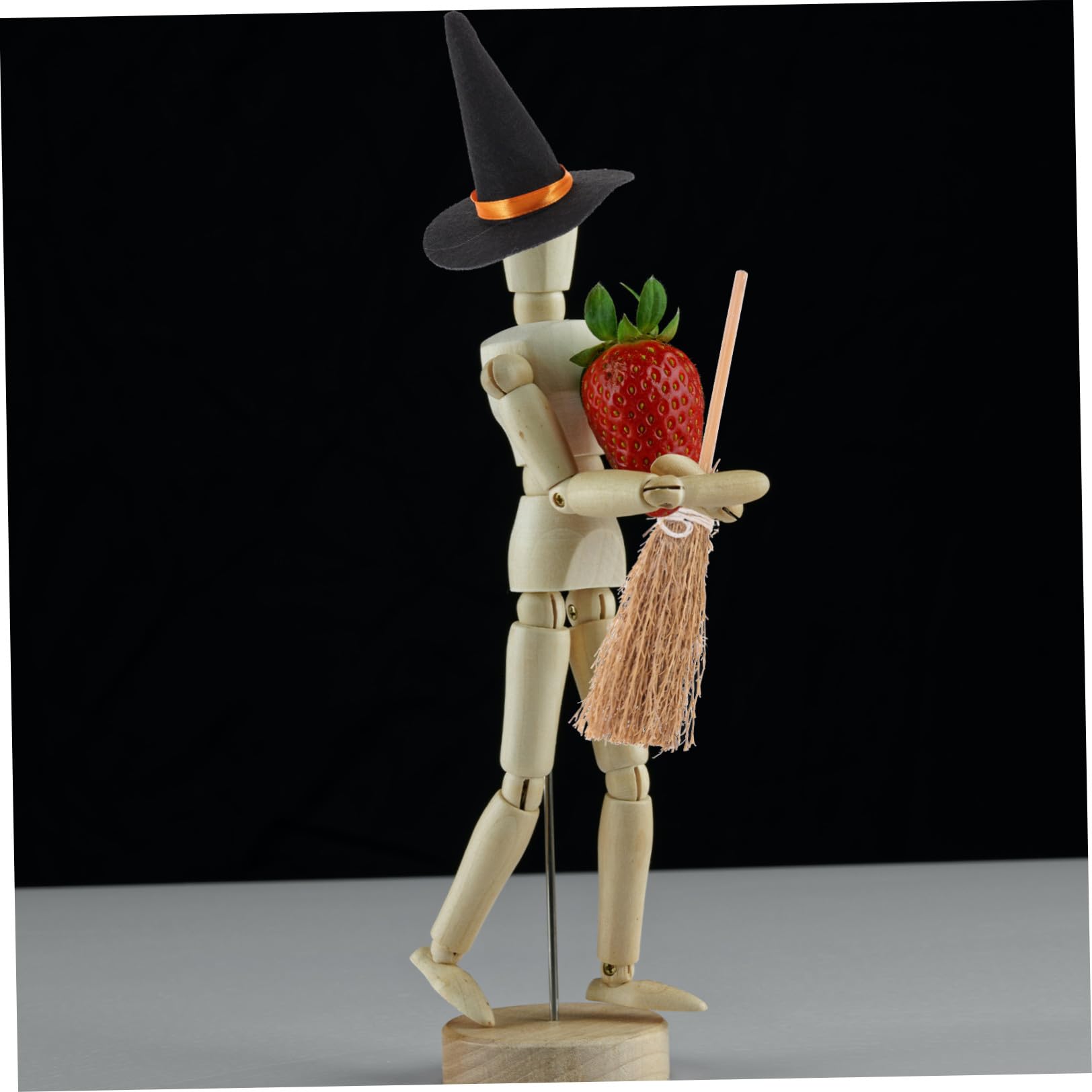 VICASKY Set da 12 Pezzi Mini Cappelli da Strega e Scope in Feltro Decorazioni Fai da Te per Halloween Accessori Creativi per Feste e Decorazioni di Piccoli Oggetti