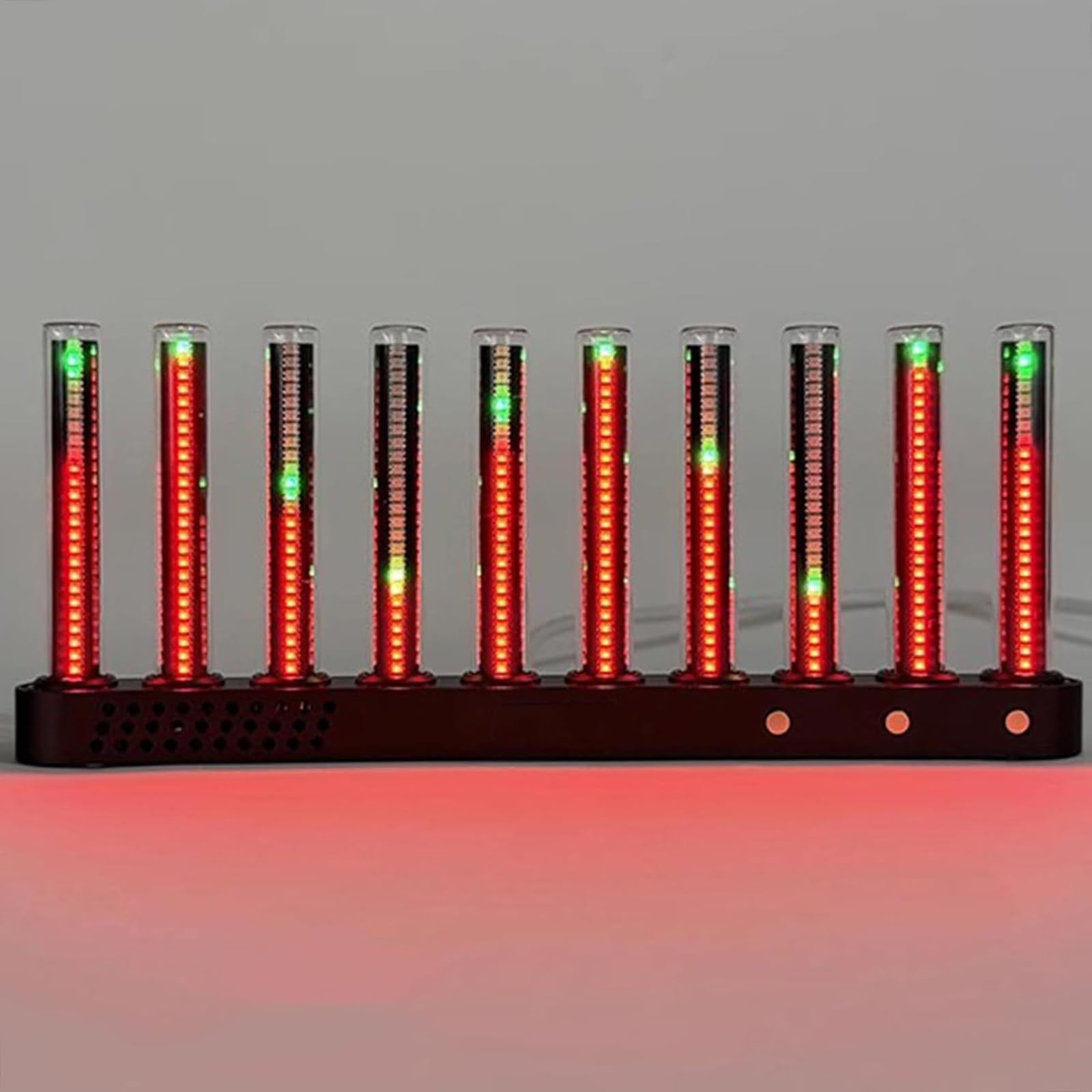 jcwwolk Led Music Spectrum Pickup Meter, Sound Pickup Ambient Lamp, With 10 Nixie Tubes, 6 Dynamic Light Modes, Audio Interface, For Desktop, Studio & Gaming Room