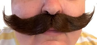 Large Handlebar Mustache with Self Adhesive Tape, Realistic Costume Mustache Brown