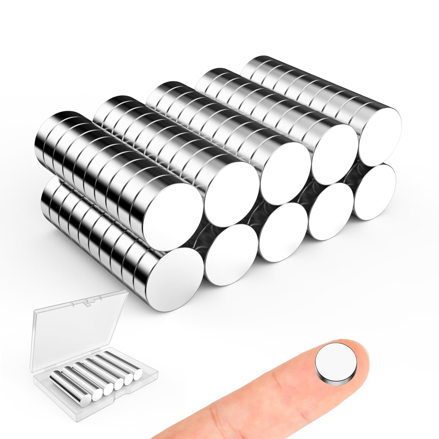 Disc Magnets, Caturledas 100 Pack 10x3mm Small Round Magnetic Rare Earth Neodymium Magnet, Silver