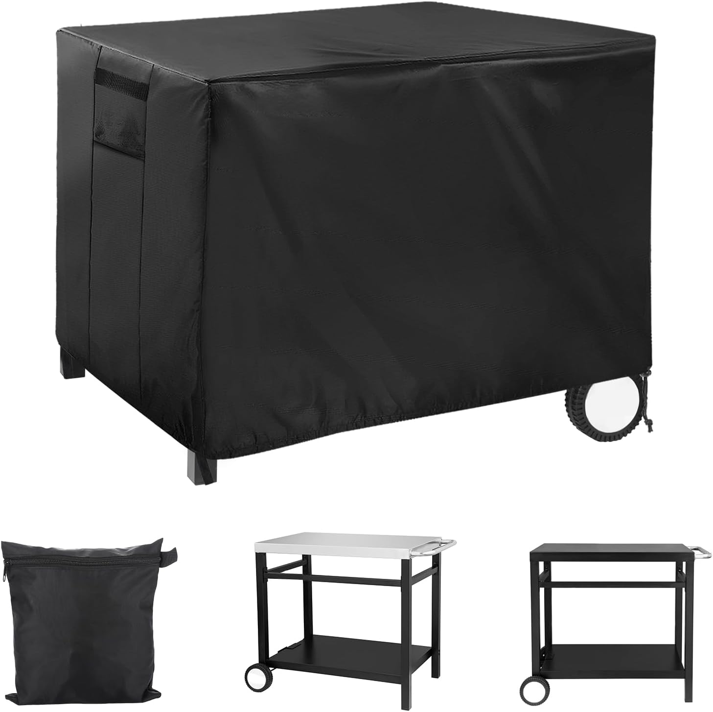 - PAMASE Outdoor Dining Grill Cart Cover - 41"L*24"W*32"H, Compatible with Royal Gourmet Worktable PC3401B PC3401S Food Prep Table, Heavy Duty Waterproof BBQ Serving Worktable Metal Movable Station