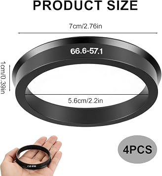 4Pcs 66.6 to 57.1mm Hub Centric Rings for Universal Rim