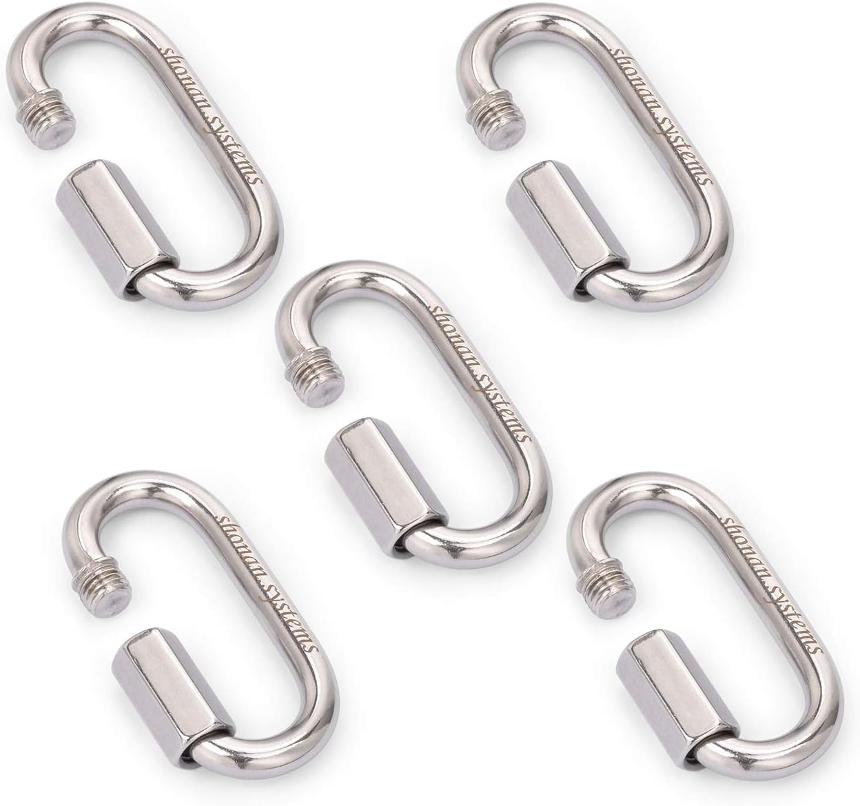 SHONAN Heavy Duty Marine Chain Quick Links, Stainless Steel Chain Connectors, Corrosion Resistant Locking Carabiners