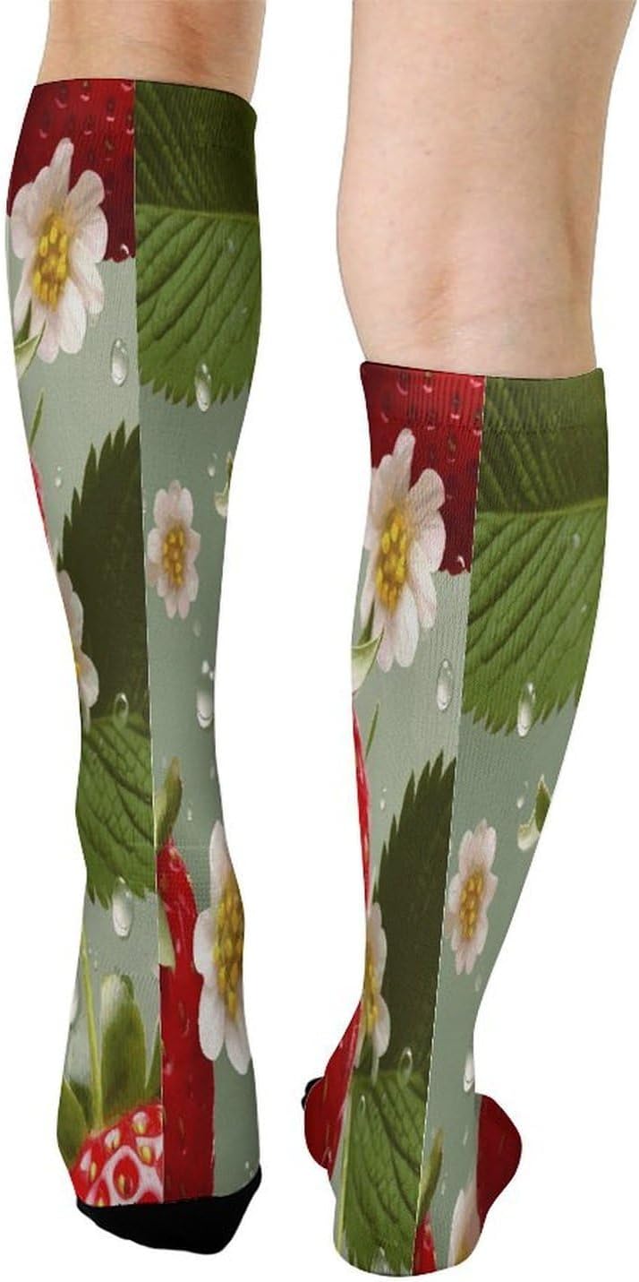 Lovely Strawberry Compression Sock Circulation Support Socks Lightweight Knee High Tube Sock Over-The-Calf Sock for Adult