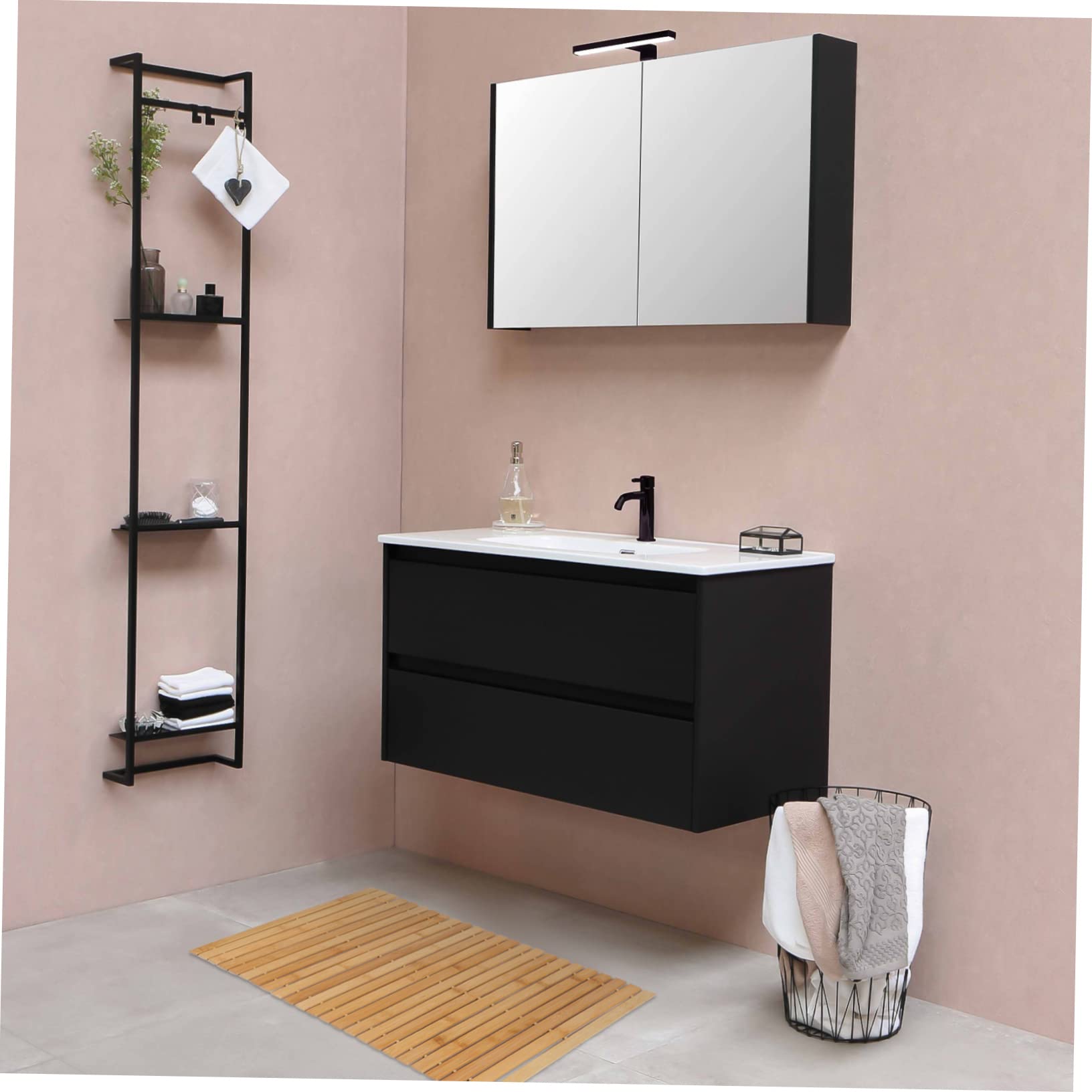 Alipis Tapis De Bain Bambou Antidérapant Tapis De Sol pour Salle De Bain Facile à Nettoyer