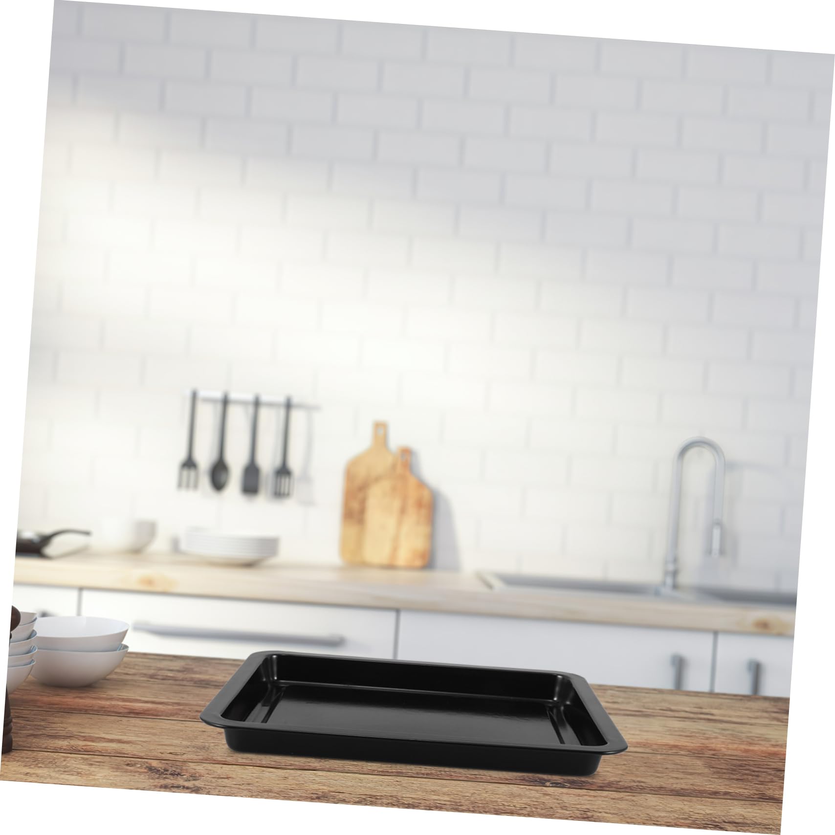 Plaque de Cuisson en Fer Noir, Résistante à L’usure, Plat de Four Multifonctionnel, Bords Lisses, pour Rôtir et Servir