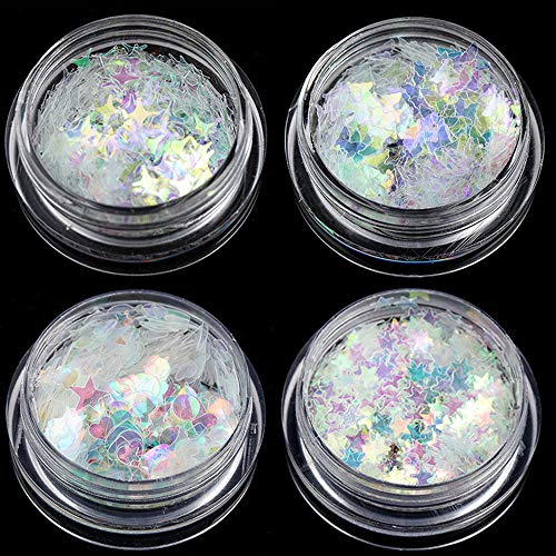 image for gootrades Nail Sequins Butterfly/Stars/Hearts,Holographic Iridescent M
