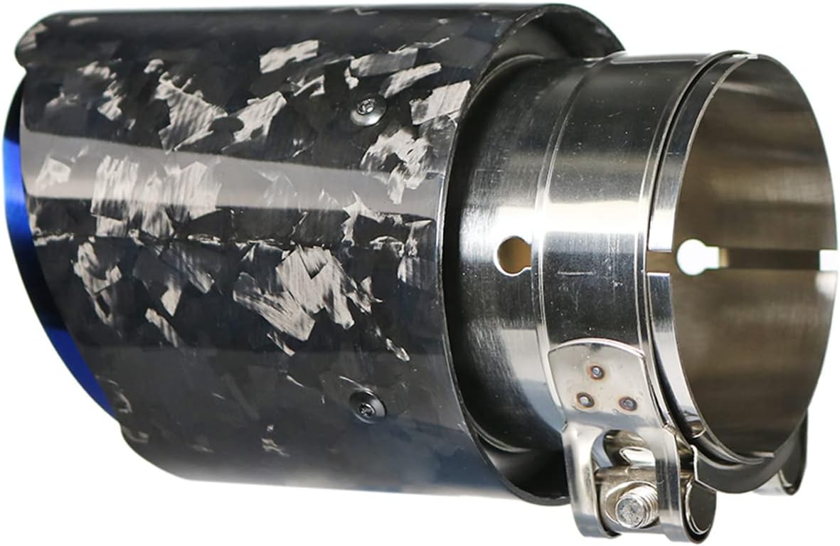 Carbon Fiber Exhaust Tip Bolt-On Exhaust Pipe Glossy Forged Tailpipe Blue Burnt Stainless Steel Muffler Tip Inlet ID 2.5 inch Outlet OD 3.5 inch