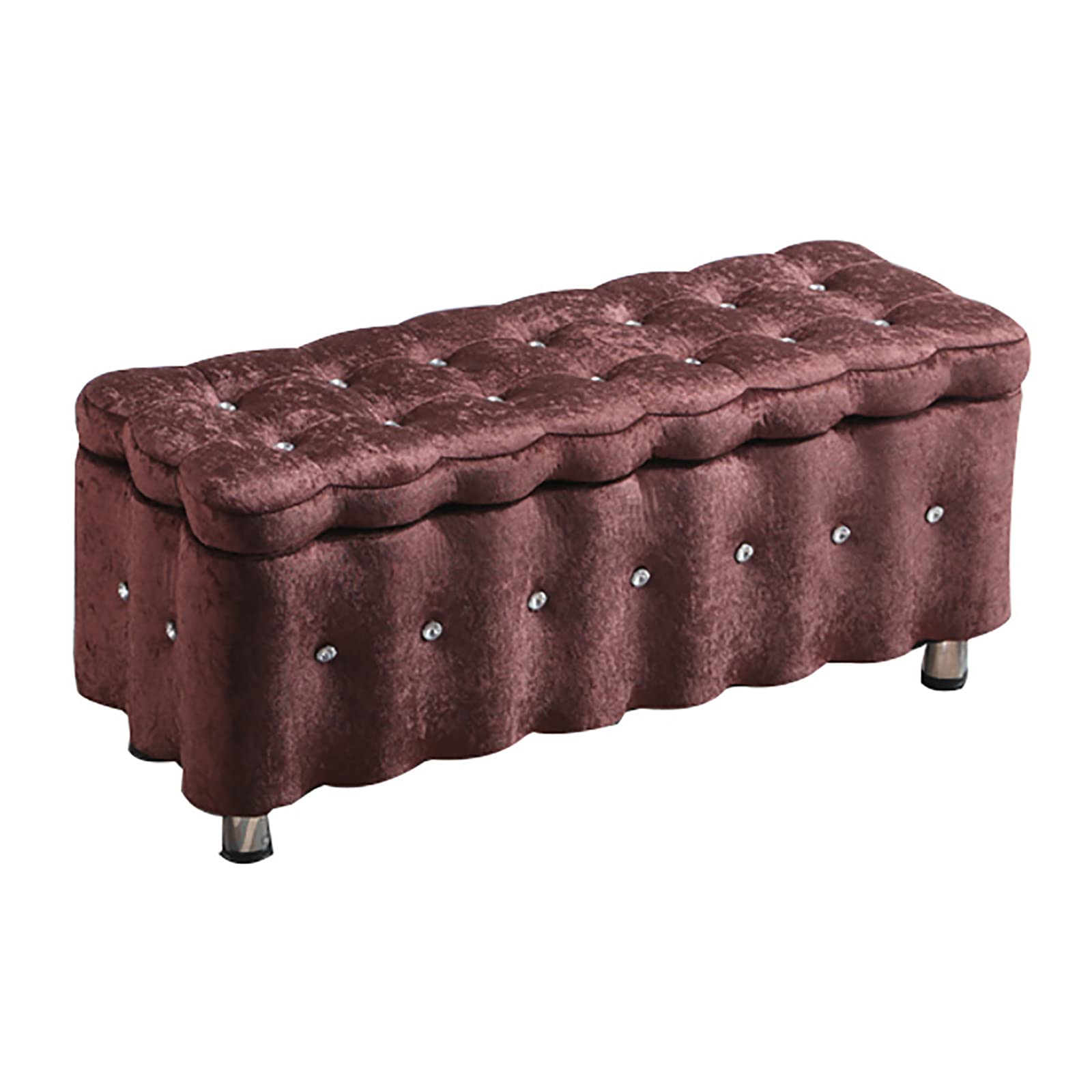Banc de rangement en velours moderne capitonné pour salon et chambre
