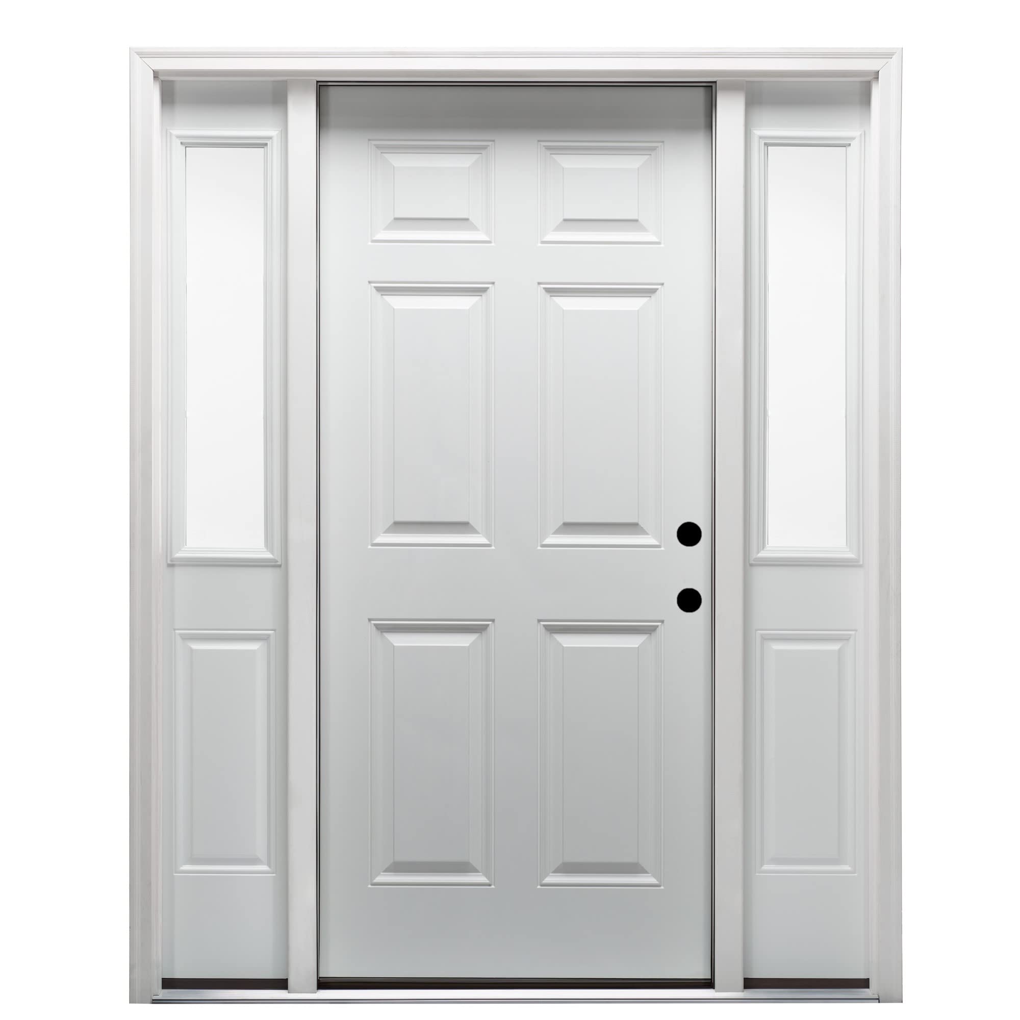 Exterior Door with Two Sidelites, Primed, Steel, 64" x 80", 6 Panel Collection, Left-Hand Inswing