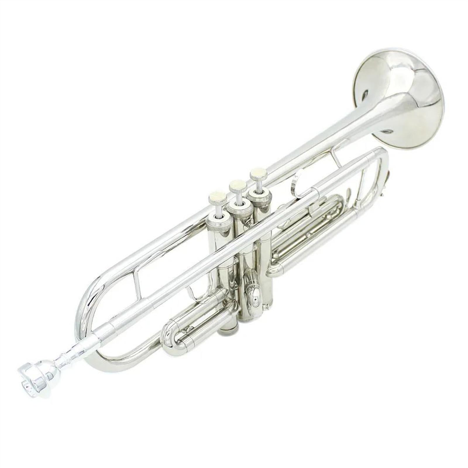Standard Trompeten Bb-Trompete Messingkorpus Trompetenset Mit Aufbewahrungskoffer Zubehör Professionelle Blechblasinstrumente B-Dur(Silver)