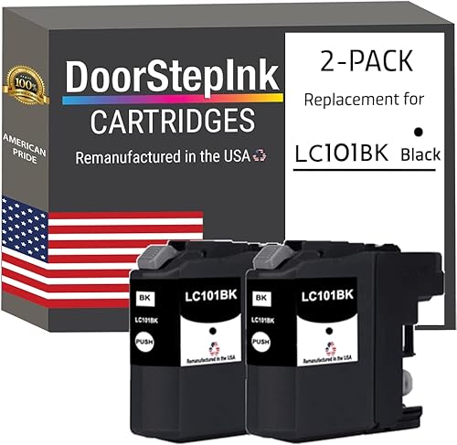 DoorStepInk Recambios de cartucho de tinta para Brother LC101 2 negro para impresoras DCP-J152W MFC-J245 MFC-J285DW MFC-J450DW MFC-J470DW MFC-J470DW