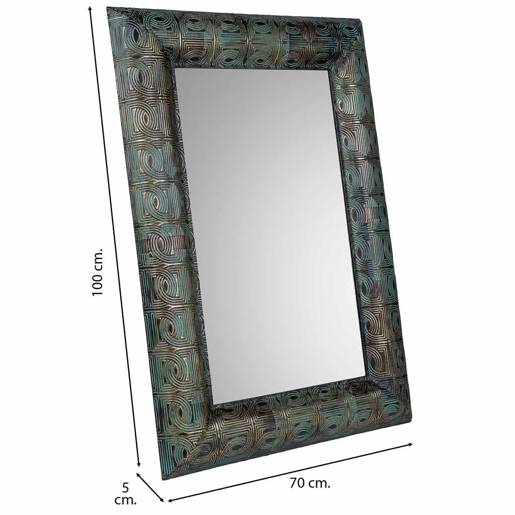 WANDERLUST DECO Espejo de pared de Metal Azul 70x5x100