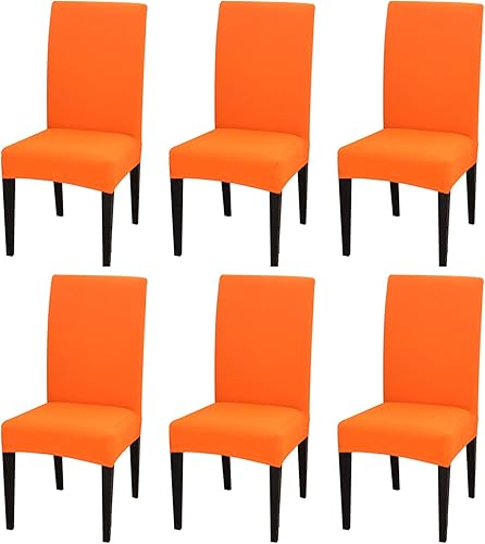 Miniatura 7 de Paquete de 6 fundas elásticas de licra para sillas de comedor, extraíbles y lavables, fundas protectoras para sillas de comedor, cocina, hotel