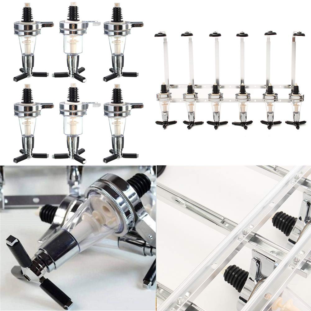 Warmiehomy Barbutler Flaschenhalter für 6 Flaschen Getränkeportionierer Wand Montage 4cl Getränkespender Flaschen Dosierer Drink Dispenser für Party Bar Zuhause Aluminum Silber