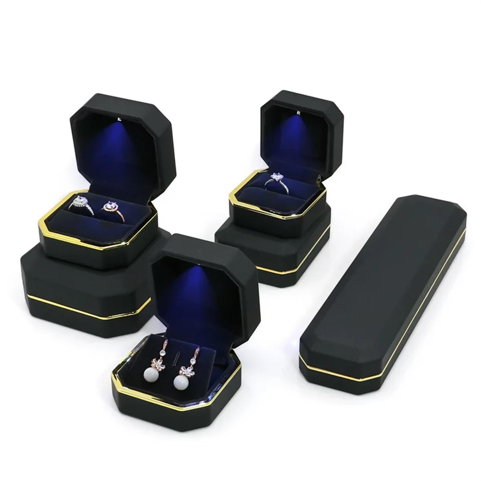 LTYKNGH Ring Box Engagement Ring Boxearring Small Jewellery Organiser(Black,Small Ring Box)