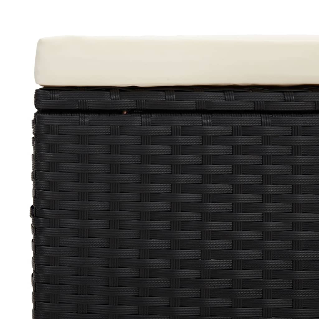 Generico Ottomana con Cuscino Nero 40x30x40 cm in Polyrattan,Mobili,Poggiapiedi-319392