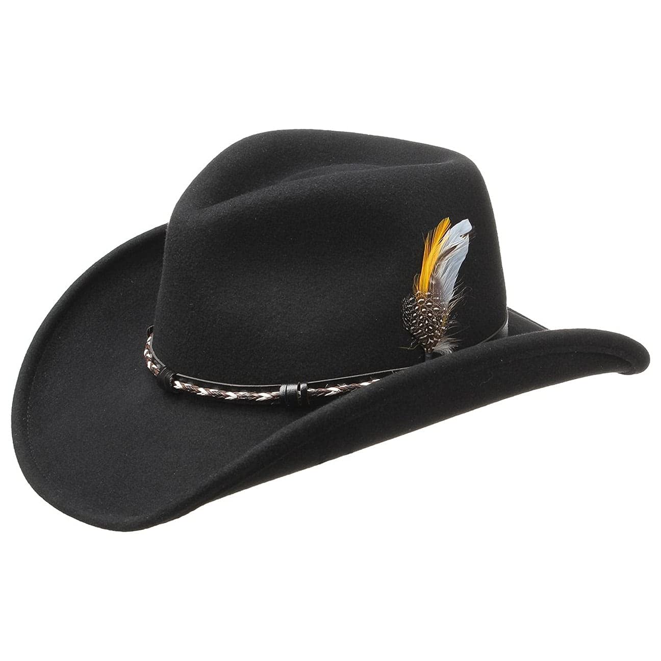 Stetson Cappello In Lana Rockbrook Traveller – Feltro 100% Lana, Fascia Pelle, Piuma, Made In EU