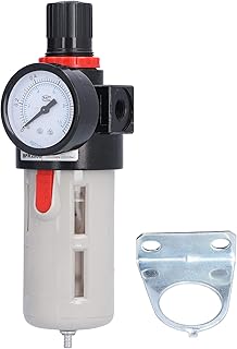 BFR2000 1/4in PT Air Filter Pressure Regulator Kit, Air Tool Compressor Filter with Gauge, Compressor Treatment Pneumatic Lubricator, Air Source Treatment Combination
