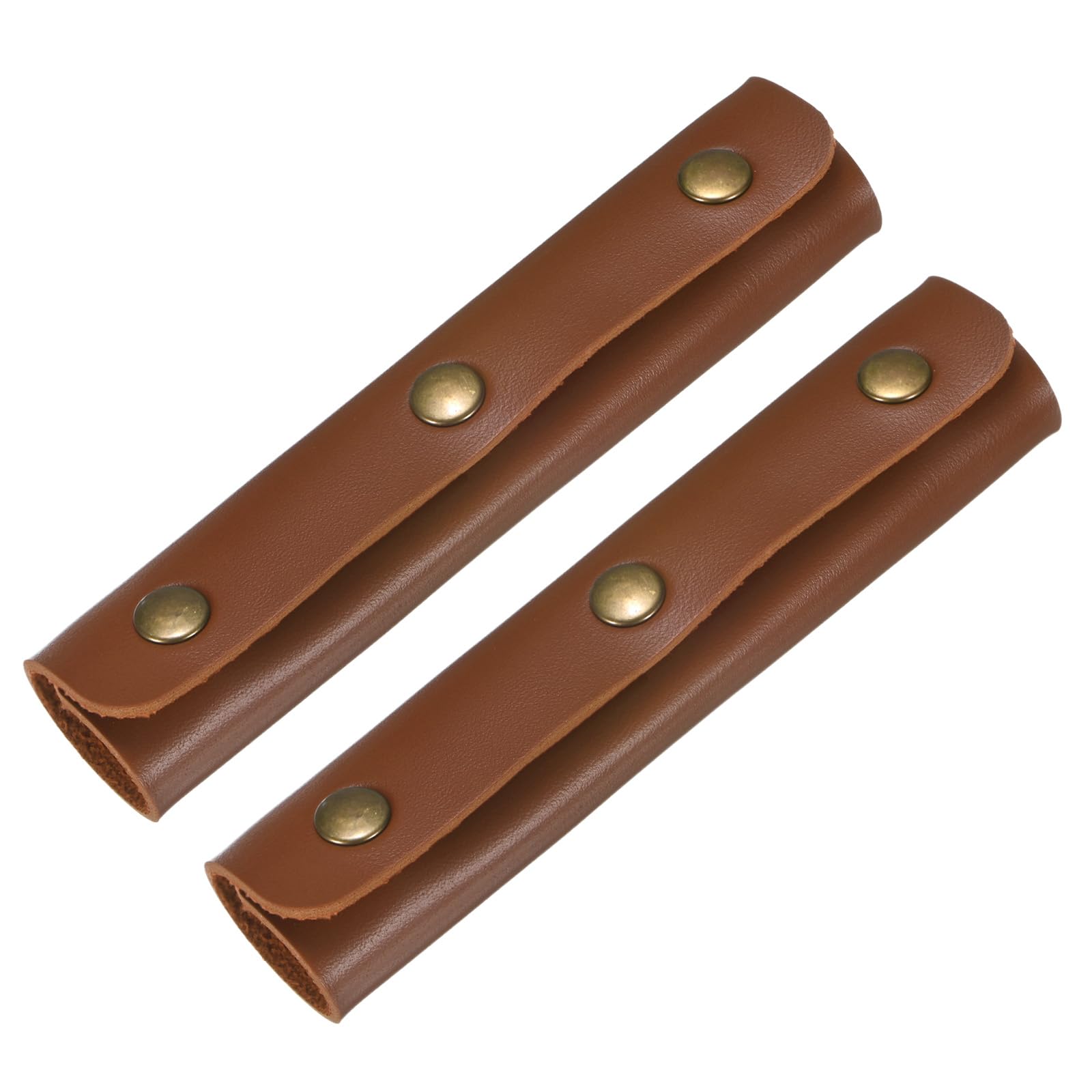 TIXIPEM Leather Handle Wrap [2PCS] - Handbag Handle Wrap Cover with 3 Metal Clasps Use for Suitcases & Bags & Shopping Totes & Wallets - [Dark Brown-5IN/13CM] Soft Purse Strap Pad-image-18