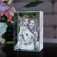 Vista 7 de Customized Crystal Family Lovers Photo Album Image Laser Photo Frame With Led Base for Wedding (5 * 5 * 8CM)