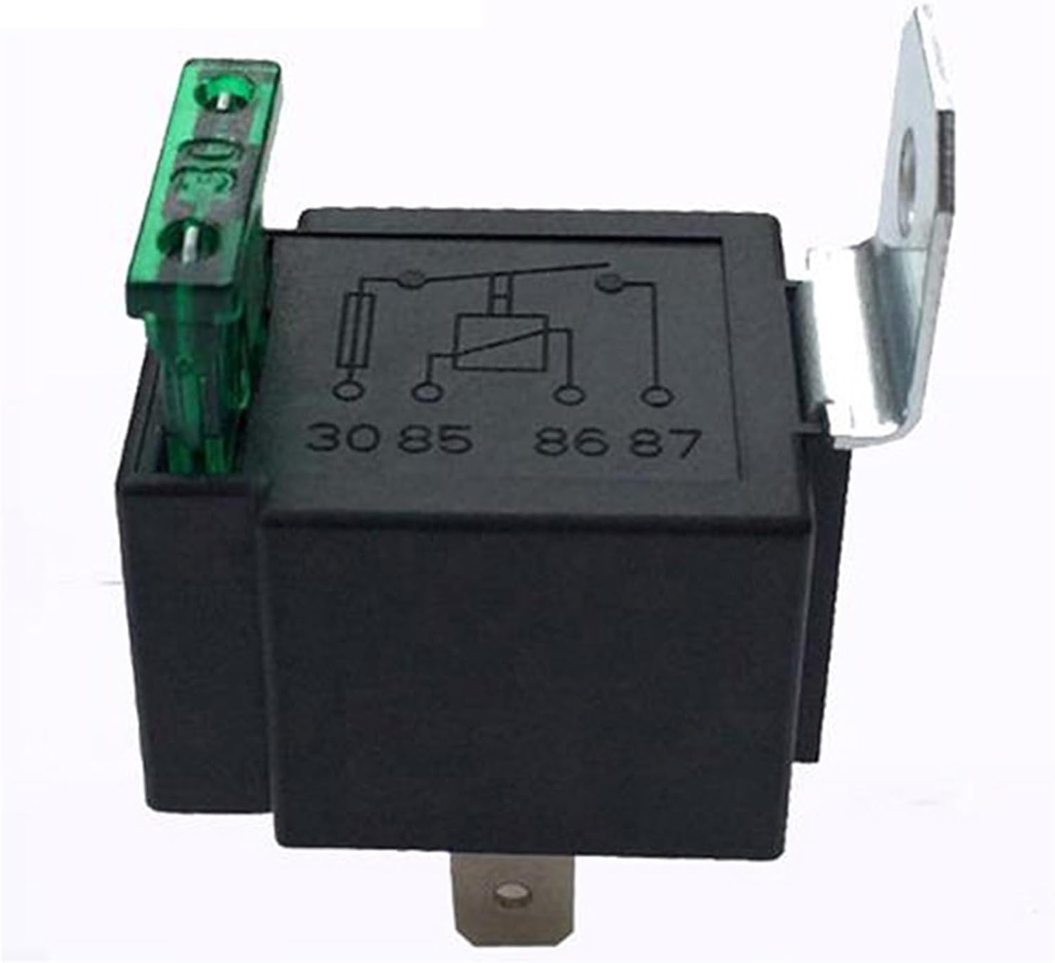 Black DC 12V 30A Metal with Cable Socket with Insurance Heavy Duty Relay 4 Pin Fuse Blown