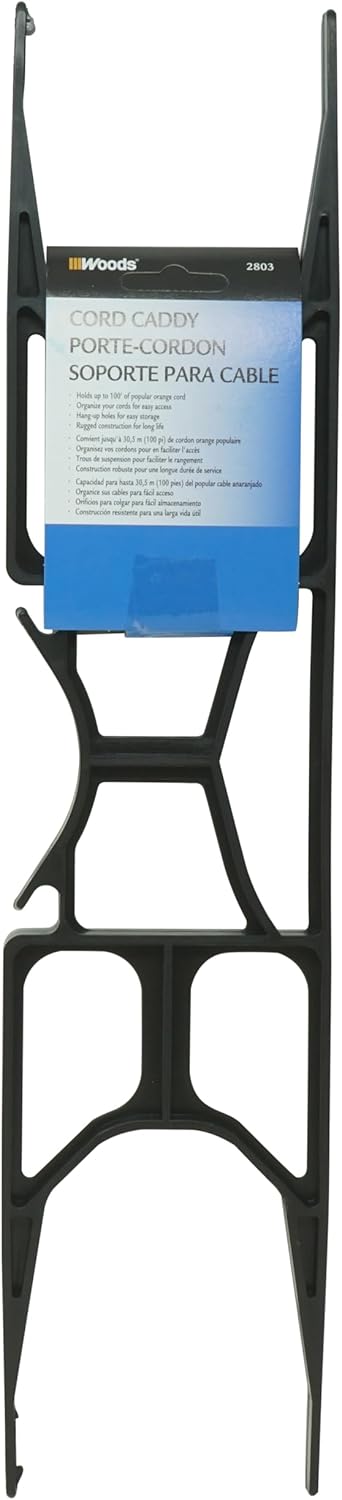 Woods Light Duty Extension Cord Wrap - Holds Up to 100 Feet of 16/3 Cord - Durable H-Frame-Cord Reel with Built-In Carrying Handle - Black,(Pack of 12)