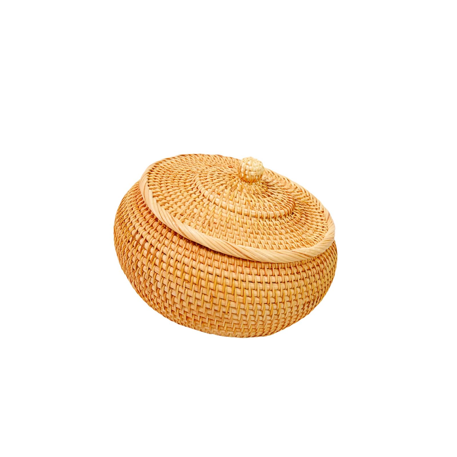 Elnwnnkc Natural Fiber Handwoven Storage Bin with Breathable Cover Handcraft Water Hyacinths Basket for Closet Bedroom Decoration Decorative Handwoven Storage Basket