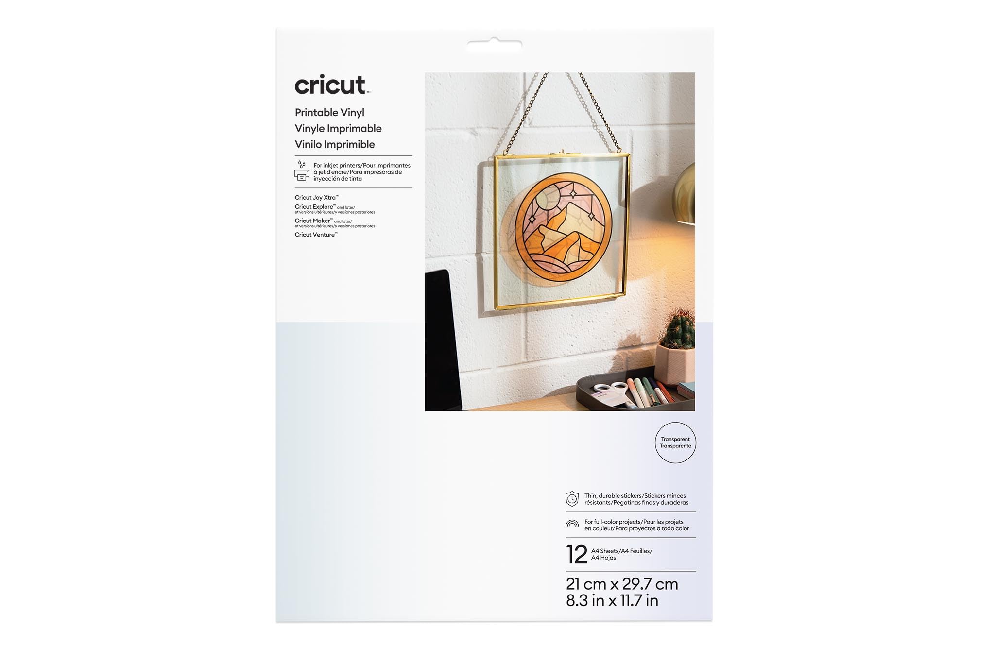 Cricut Vinilo imprimible A4-12 hojas (transparente)