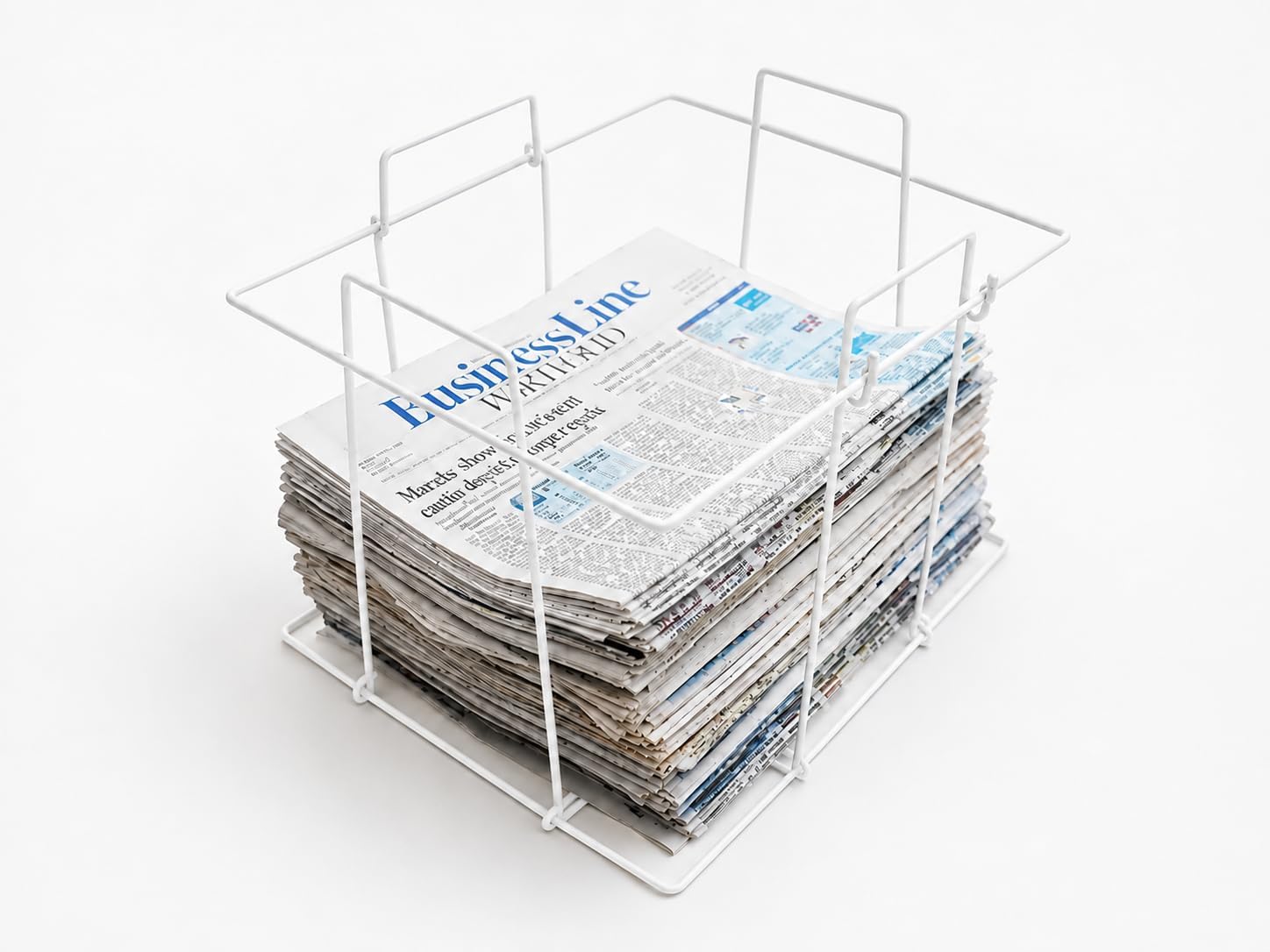 Metal Wire Newspaper Holder Stand for Office & Home, Magazine and Document Organizer Rack, Heavy Duty Desktop Storage Basket (White)-image-24