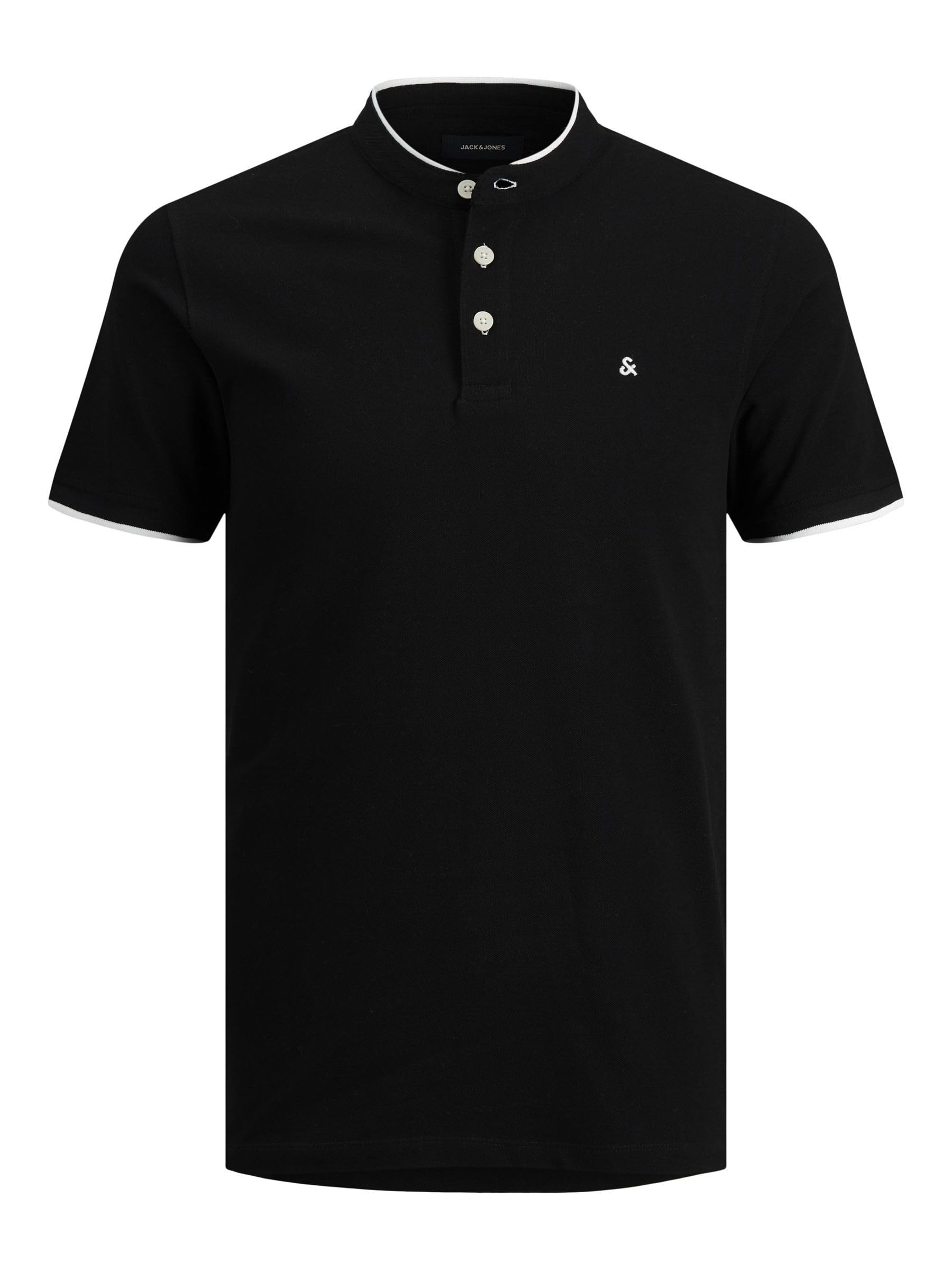 JACK & JONES Herren Polo T-Shirt Pique Hemd Kurzarm Basic Oberteil Cotton Logostickerei JJEPAULOS, Farben:Weiß, Größe:XS