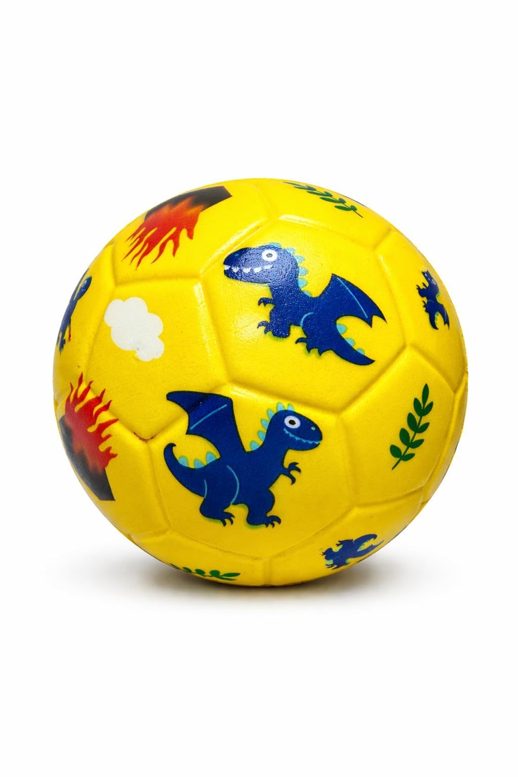 6 Inches Mini Soccer,Cute Animal Design Soft Foam Ball For Kids, Soft and Bouncy,Perfect Size For Kids Playing (Dinosaur Yellow Ball) — image 1