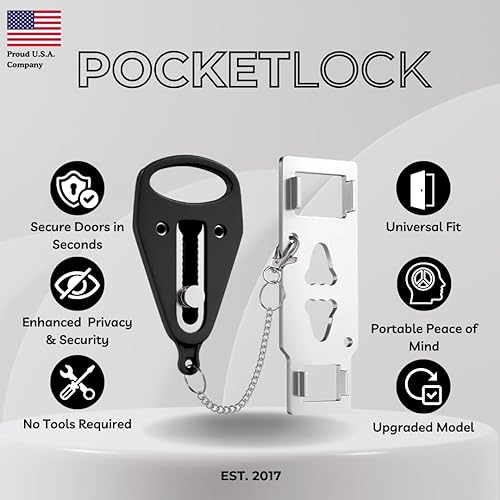 Miniatura 2 de Cerradura de puerta portátil para viajes, cerradura de puerta de hotel para seguridad de viajeros, cerradura de seguridad de puerta desde el