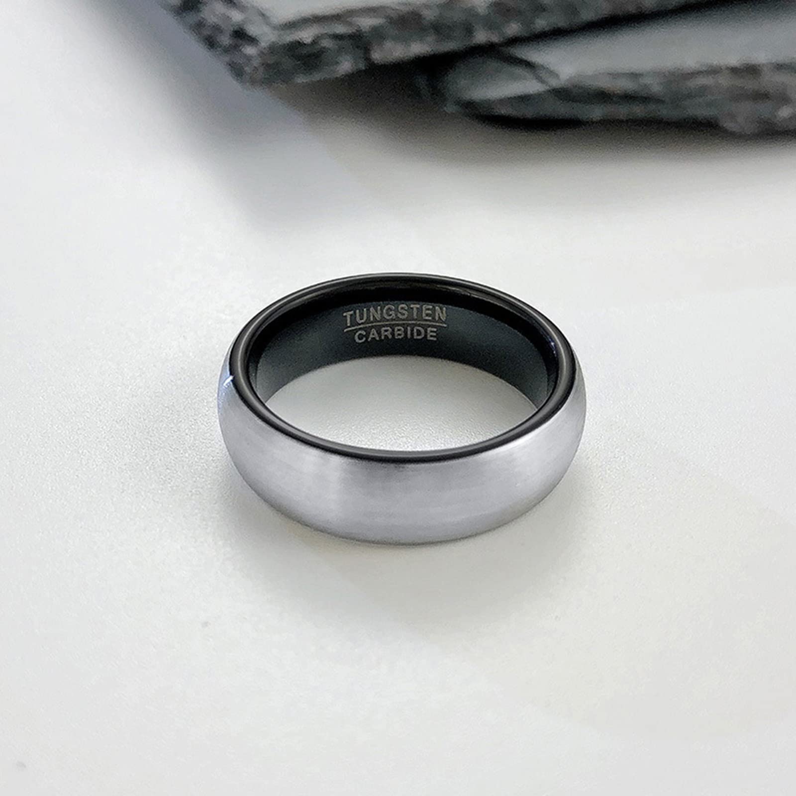 Coppia di anelli di nozze, anelli di tungsteno da donna nero spazzolato anello 8 mm regalo di fidanzamento per coppia