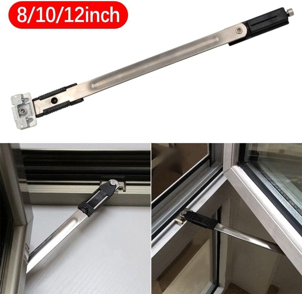 Window Limiter No Punching Angle Controller Stainless Steel Windproof Brace Stopper Safety Lock(8inch)