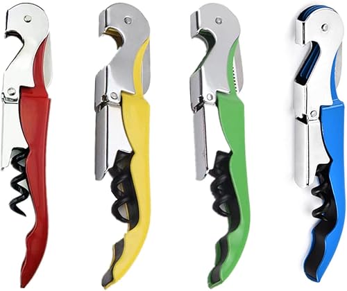 4 piezas de acero inoxidable para camarero, sacacorchos de viaje, manual con cortador de papel de aluminio, sacacorchos multifuncional para viaje,