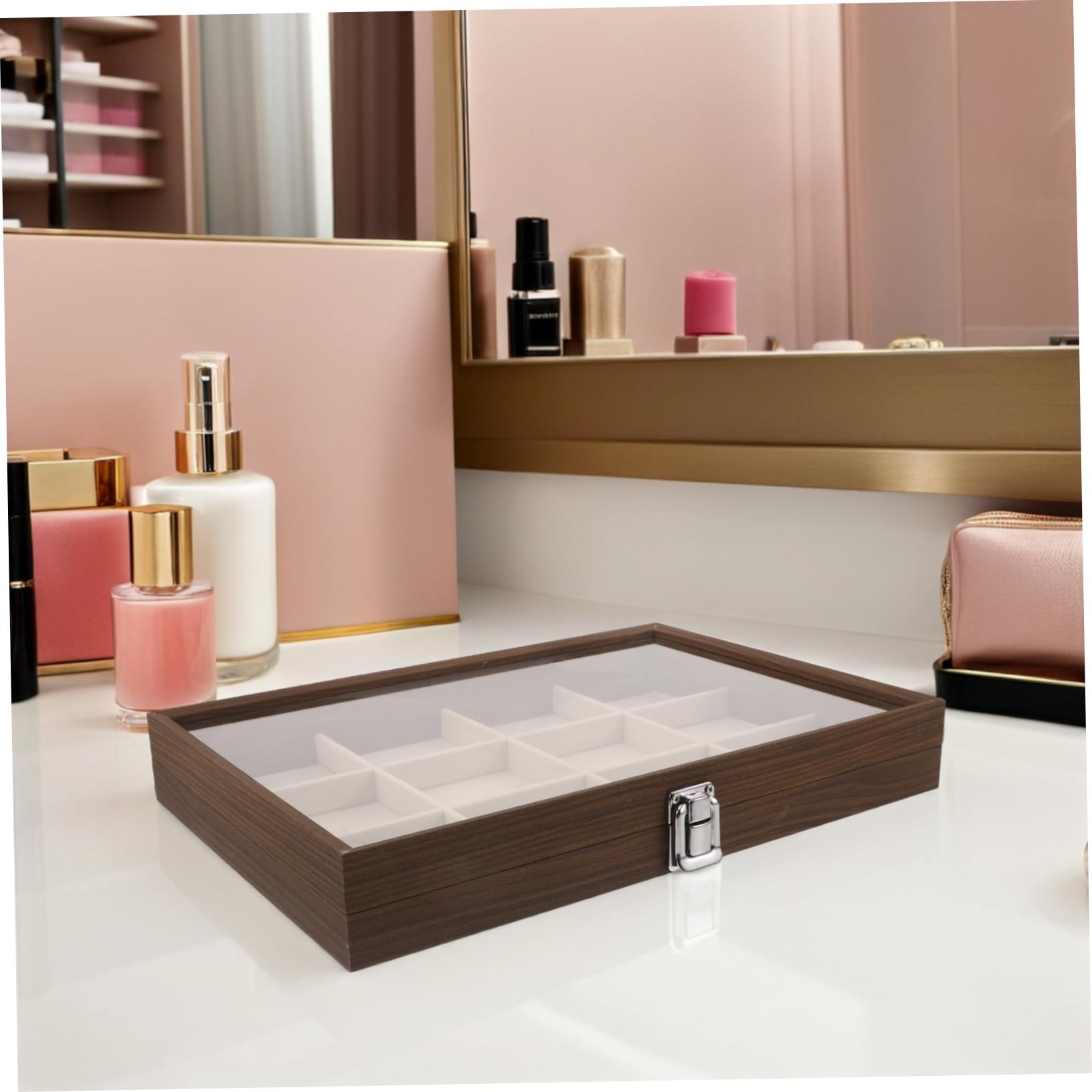 Ipetboom caja de almacenamiento de joyas organizador de almacenamiento de joyas de collares Vitrina de anillo madera