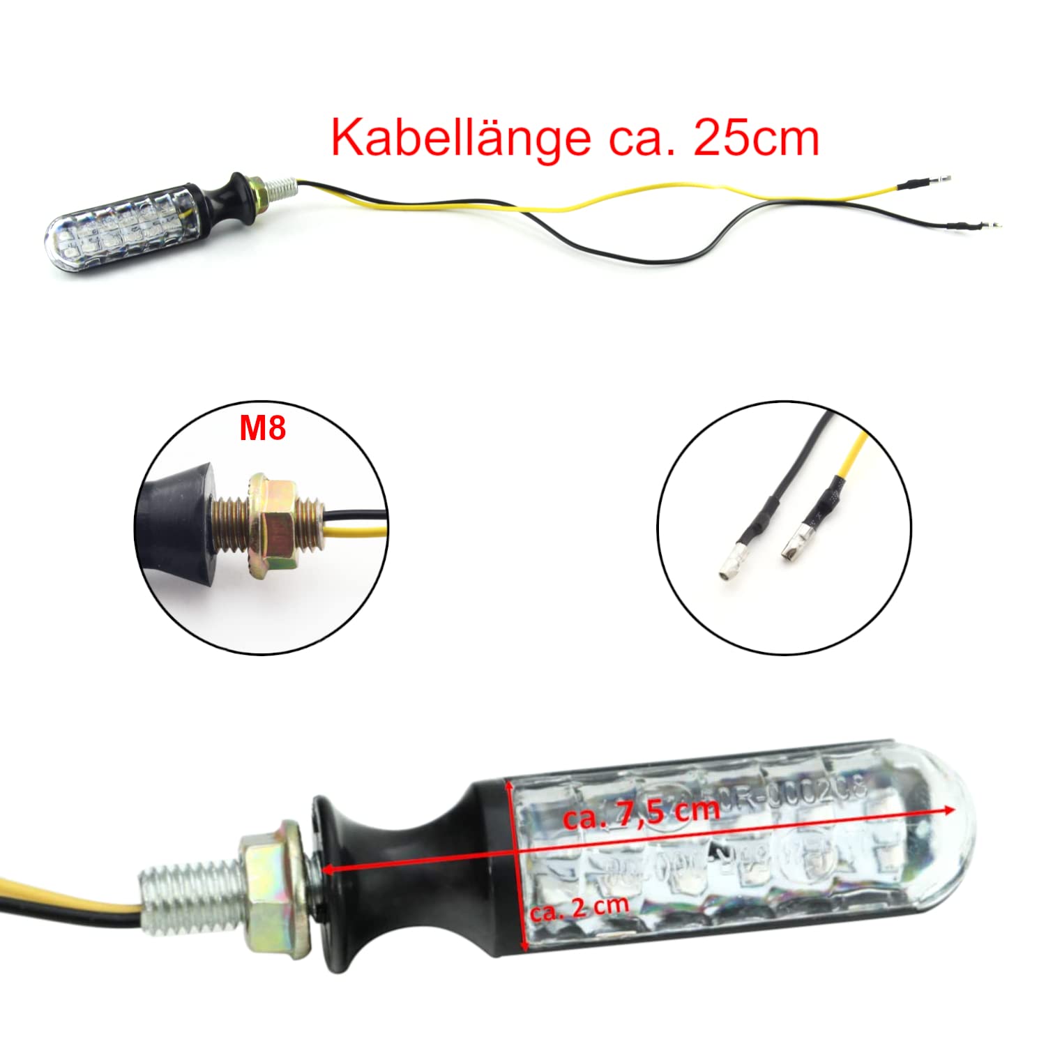 Area1 Indicatore di direzione a LED per moto, compatibile con LC4 620, 640 / compatibile con SMX 625, 660 (omologato CE/2 pezzi) (B18