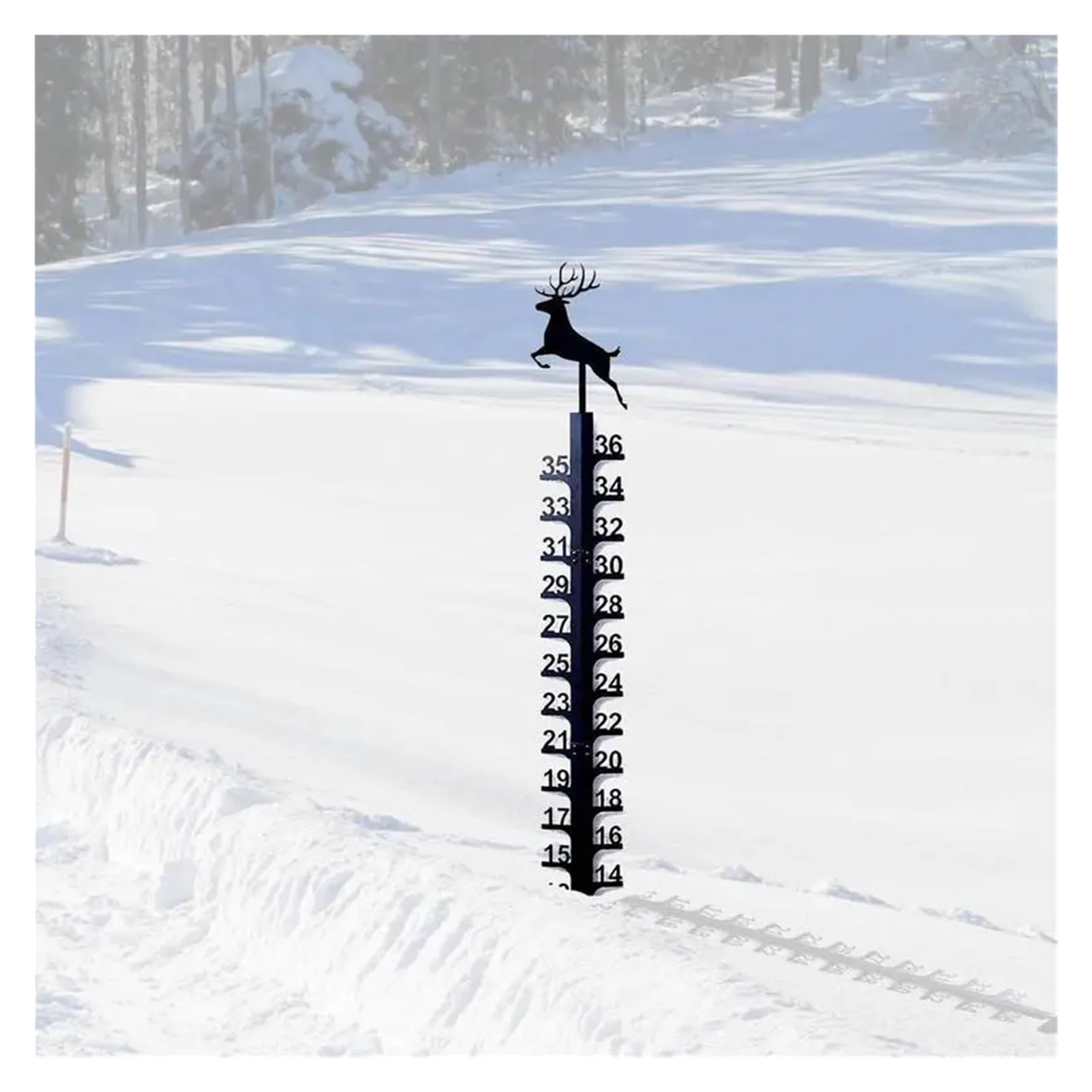 Eisenkunst Schneemessgerät Schneepfähle, Hirsch, Vogel, Design, Messgerät, niedliches Tier, Gartendekoration, Dekoration, handgefertigtes Metall(Color 2)