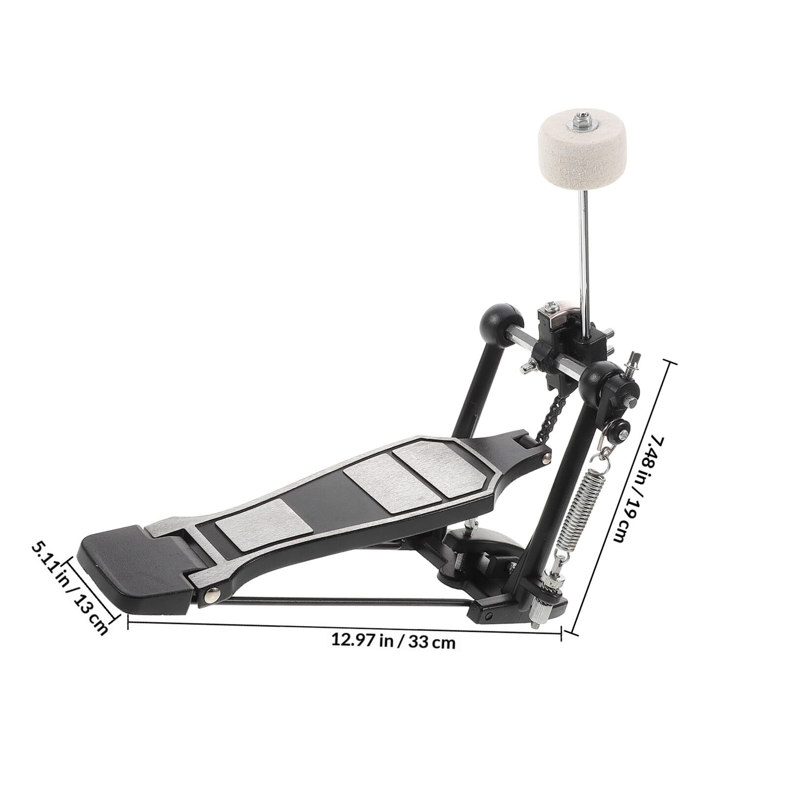 STOBAZA Pedale Grancassa Batteria in Lega di Alluminio Singola Catena Battente Feltro Resistente Leggero e Portatile per Esercitarsi su Drum Kit Acustico ed Elettronico